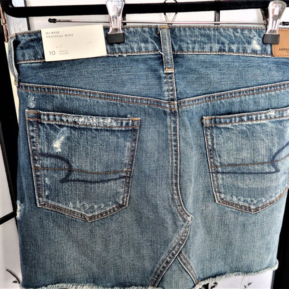 American Eagle Outfitters Blue High Rise Festival Mini Skirt Size 10 Regular NWT - Picture 10 of 13
